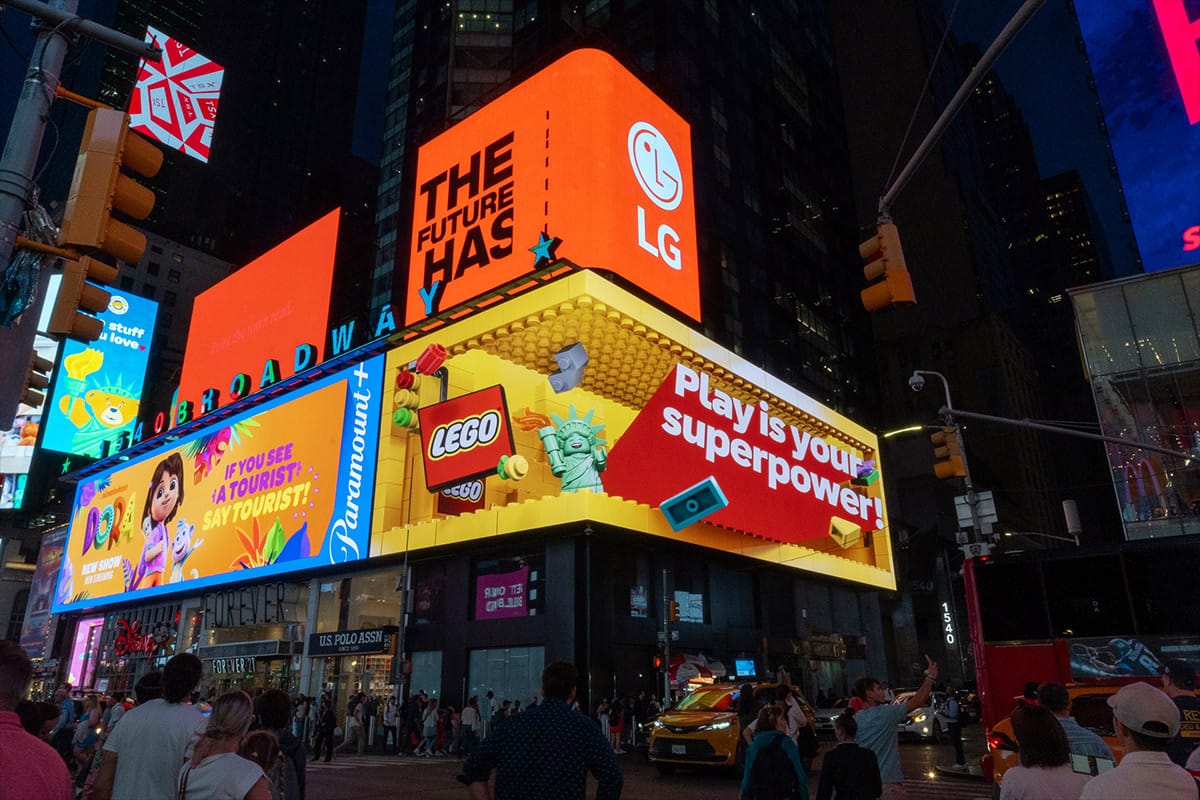 Adolescent’s LEGO Billboard in Times Square Is 3-D Mayhem